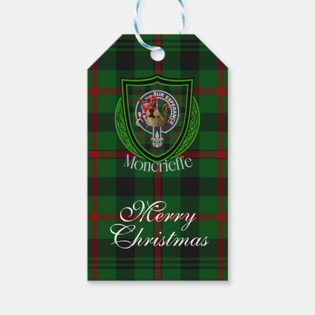Etiqueta Para Presente Moncrieffe Scottish Clan Tartan & Crest (Frente)