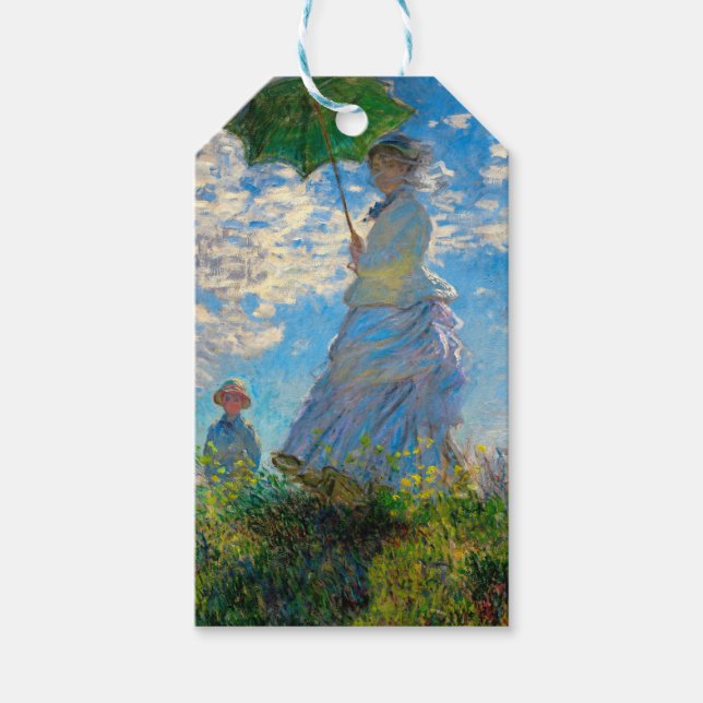 Etiqueta Para Presente Monet Mulher Guarda-Sol Impressionismo (Frente)