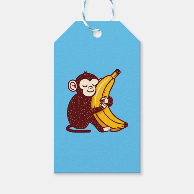 Etiqueta Para Presente Monkey Love Banana (Frente)