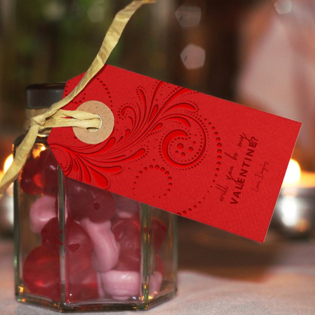 Etiqueta Para Presente Monocromático Vermelho Monograma (Criador carregado)