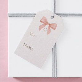 Etiqueta Para Presente Monogram Blush Pink Bow Watercolor