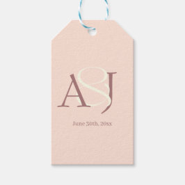 Etiqueta Para Presente Monogram Minimalist Warm Pink & Mauve Wedding