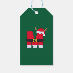 Etiqueta Para Presente Monograma alfabeto M Santa Hat Natal