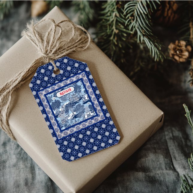 Etiqueta Para Presente Monograma branco-branco-chic (Criador carregado)