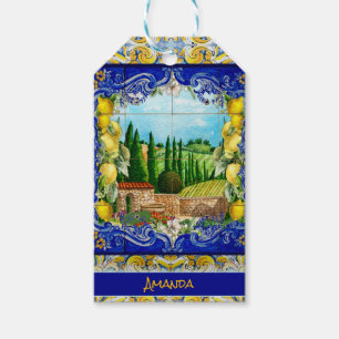 Etiqueta Para Presente monograma de azulejos de citrinos majolica italian