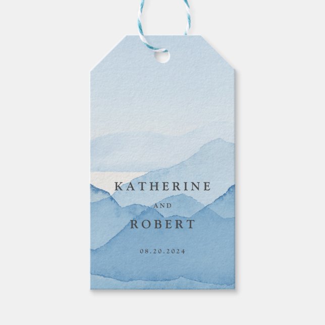 Etiqueta Para Presente Monograma de Casamento de Serra Azul (Frente)