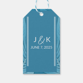 Etiqueta Para Presente Monograma de Casamento | Teal tropical