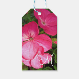 Etiqueta Para Presente Monograma de Fotografia da Flor de Gerânio Rosa-R