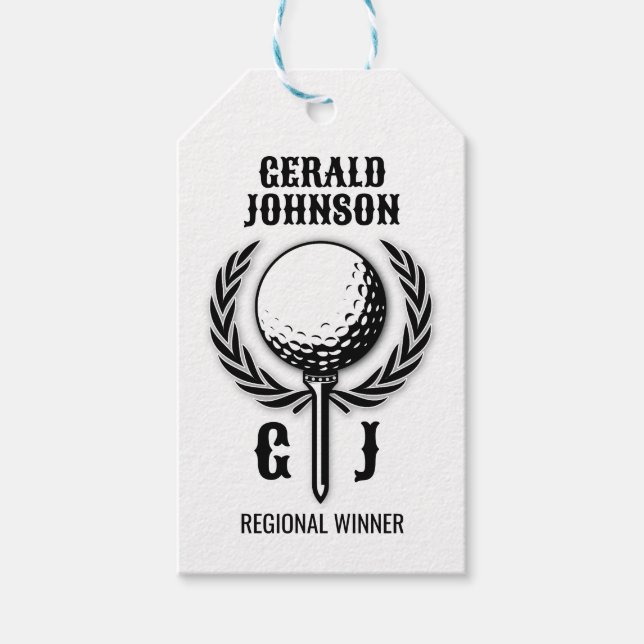 Etiqueta Para Presente Monograma de Golfe com Desenho de Grinalda (Frente)