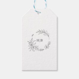 Etiqueta Para Presente Monograma de Noiva com Coroa Floral Clássica