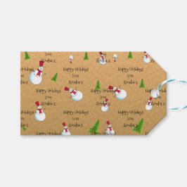 Etiqueta Para Presente Monograma Dourado Snowman