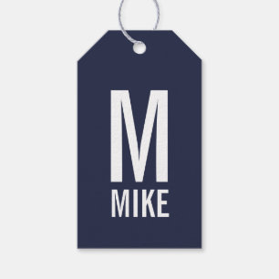 Etiqueta Para Presente Monograma e Nome de Negrito Personalizado Moderno