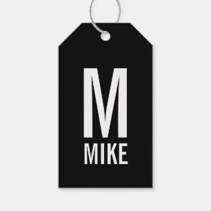 Etiqueta Para Presente Monograma e Nome Moderno Personalizado em Negrito