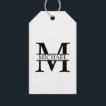 Etiqueta Para Presente Monograma e Nome Personalizados<br><div class="desc">Monograma personalizado e presentes de nome com monograma personalizado e nome no estilo de fonte de serif clássico.</div>