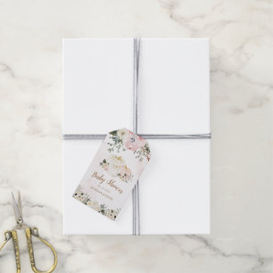 Etiqueta Para Presente monograma elegante de chá de fraldas floral cor-d