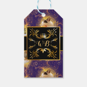 Etiqueta Para Presente Monograma Floral ornamentado Gato Cugado - Roxo Re