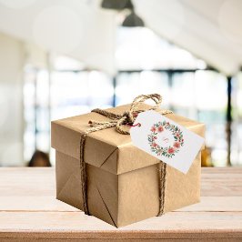 Etiqueta Para Presente Monograma Floral Personalizado em Aquarela Elegant