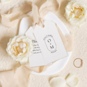 Etiqueta Para Presente Monograma Geométrico Mínimo com Casamento Calliogr