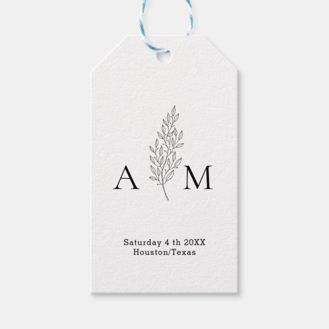 Etiqueta Para Presente Monograma Mínimo de Arte de Linha Elegante (Frente)