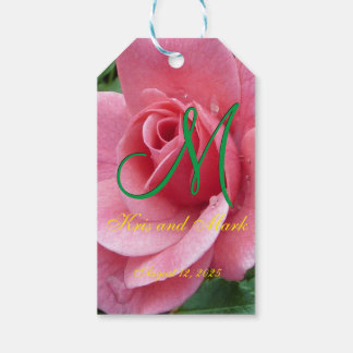 Etiqueta Para Presente Monograma molhado do rosa do rosa