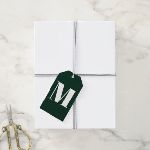 Etiqueta Para Presente Monograma personalizado de pinheiro verde-escuro m