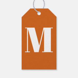 Etiqueta Para Presente Monograma personalizado inicial de abóbora moderno