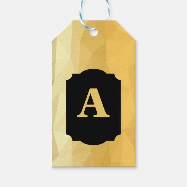 Etiqueta Para Presente Monograma pessoal Dourado metálico preto (Frente)