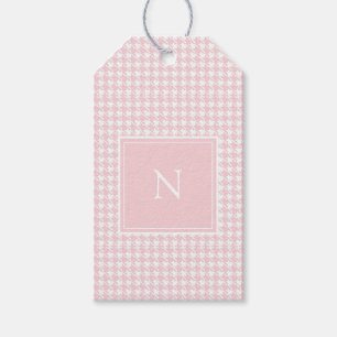 Etiqueta Para Presente Monograma Pink Pastel Houndstooth