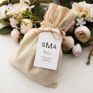Etiqueta Para Presente Monograma Preto Branco Clássico Casamento