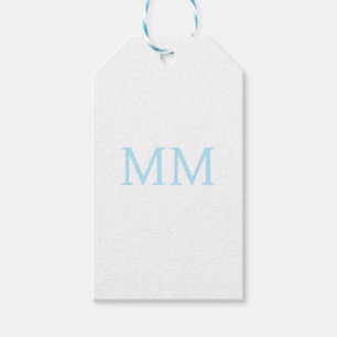 Etiqueta Para Presente Monograma Profissional Minimalista Azul e Branco