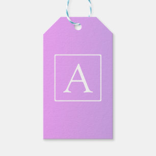Etiqueta Para Presente Monograma Simples Ombre Rosa/Roxo Sutil