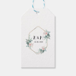 Etiqueta Para Presente Monograma Verde Elegante Casamento Eucalyptus