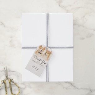 Etiqueta Para Presente Monogramas de Agradecimento de Casamento Corgi Blu