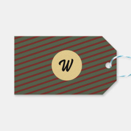 Etiqueta Para Presente monogramas Vintage Red & green Stripe