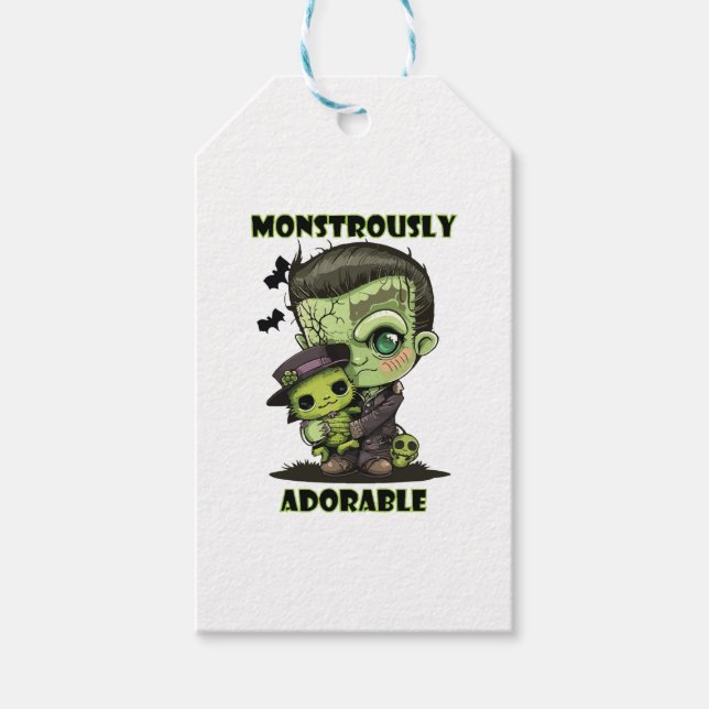 Etiqueta Para Presente Monstro de Frankenstein Fofo com pelúcia (Frente)