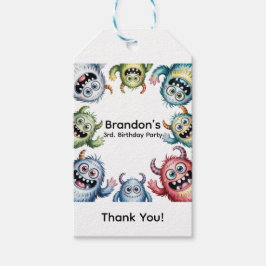 Etiqueta Para Presente Monstros Coloridos 3º. Festa de aniversário Obriga