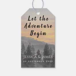 Etiqueta Para Presente Montanha Florestal de Casamento que Comece a Avent