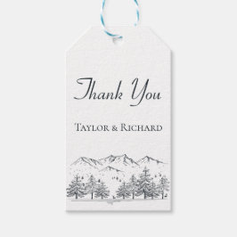 Etiqueta Para Presente Montanha Obrigado Winter Nature Wedding Trees