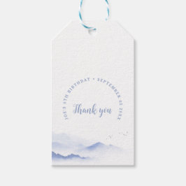 Etiqueta Para Presente Montanhas Azuis Obrigado aniversário