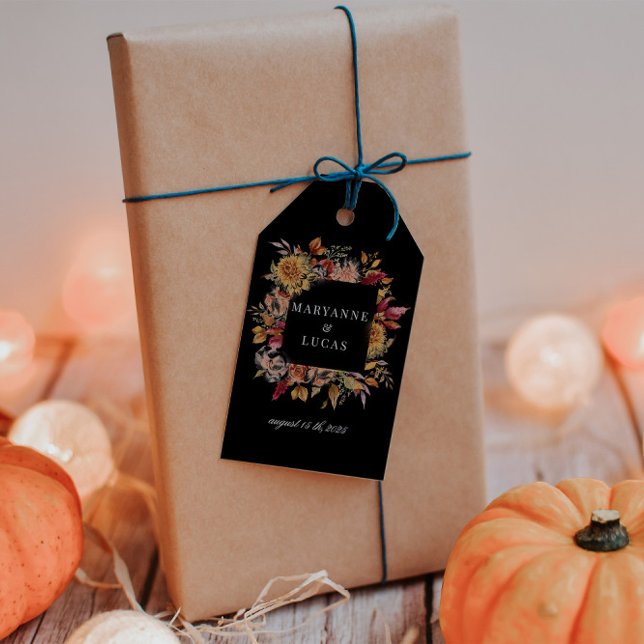 Etiqueta Para Presente Moody Autumn Floral Monograma (Criador carregado)