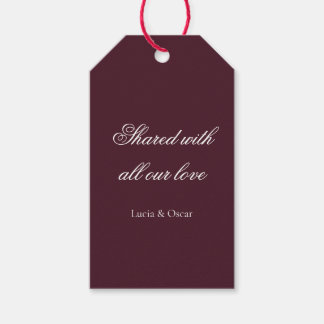 Etiqueta Para Presente Moody Burgundy Floral Wedding Gift Tag