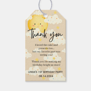 Etiqueta Para Presente Moon and Stars Cream 1º Aniversário Obrigado 