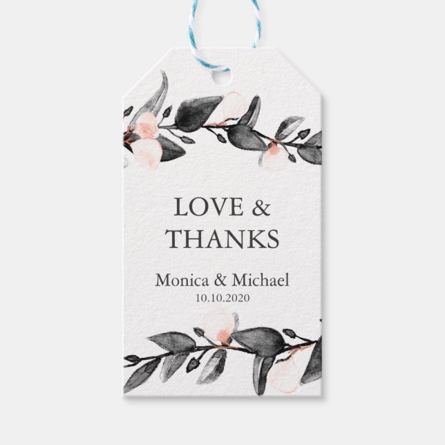 Etiqueta Para Presente Moonlight Bloom | NOMES DE Casamento Obrigado Favo (Frente)