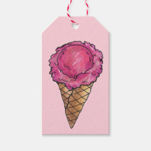 Etiqueta Para Presente Morango Cor-de-rosa Coluna Waffle Cone Foodie