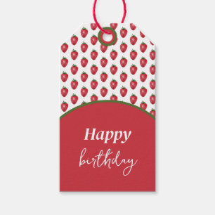 Etiqueta Para Presente Morangos Aquarela Pintura à mão em Blush