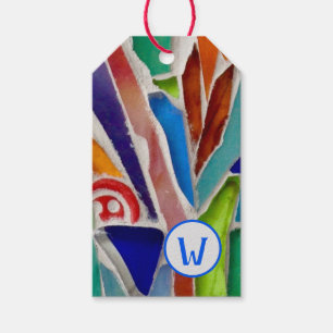 Etiqueta Para Presente Mosaico Monograma Multicolorido