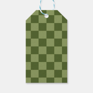 Etiqueta Para Presente Moss Green Checkerboard
