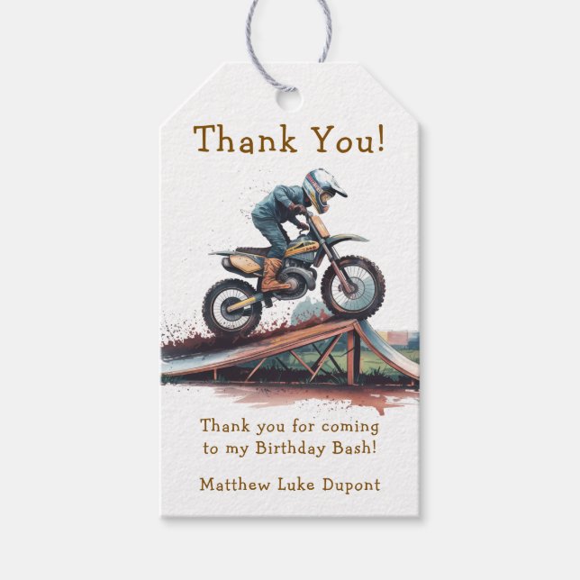 Etiqueta Para Presente Motobike Birthday Bash, obrigado (Frente)