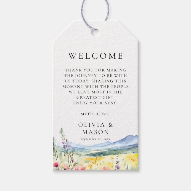 Etiqueta Para Presente Mountain Wildflowers Meadow Modern Wedding (Frente)