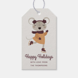 Etiqueta Para Presente Mouse de Pele de Gelo Feliz Feriado Personalizado